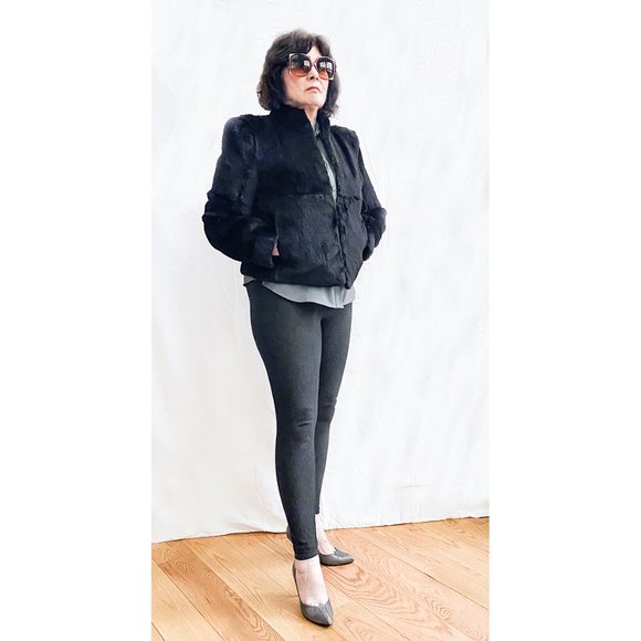 •	Women’s REAL Rabbit fur Jacket Vintage 1980’s “GDT” with mock collar - Picture 2 of 3